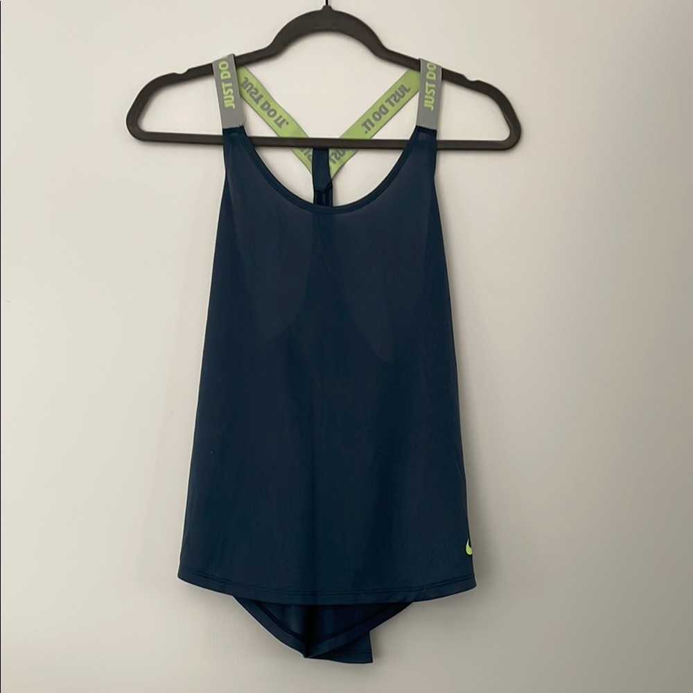 Nike Blue and Green Backless Tank Top